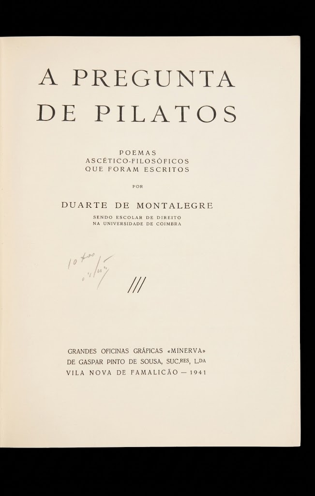 A Pregunta de Pilatos — Duarte de Montalegre — 1941 — Exemplar Numerado - Image 2