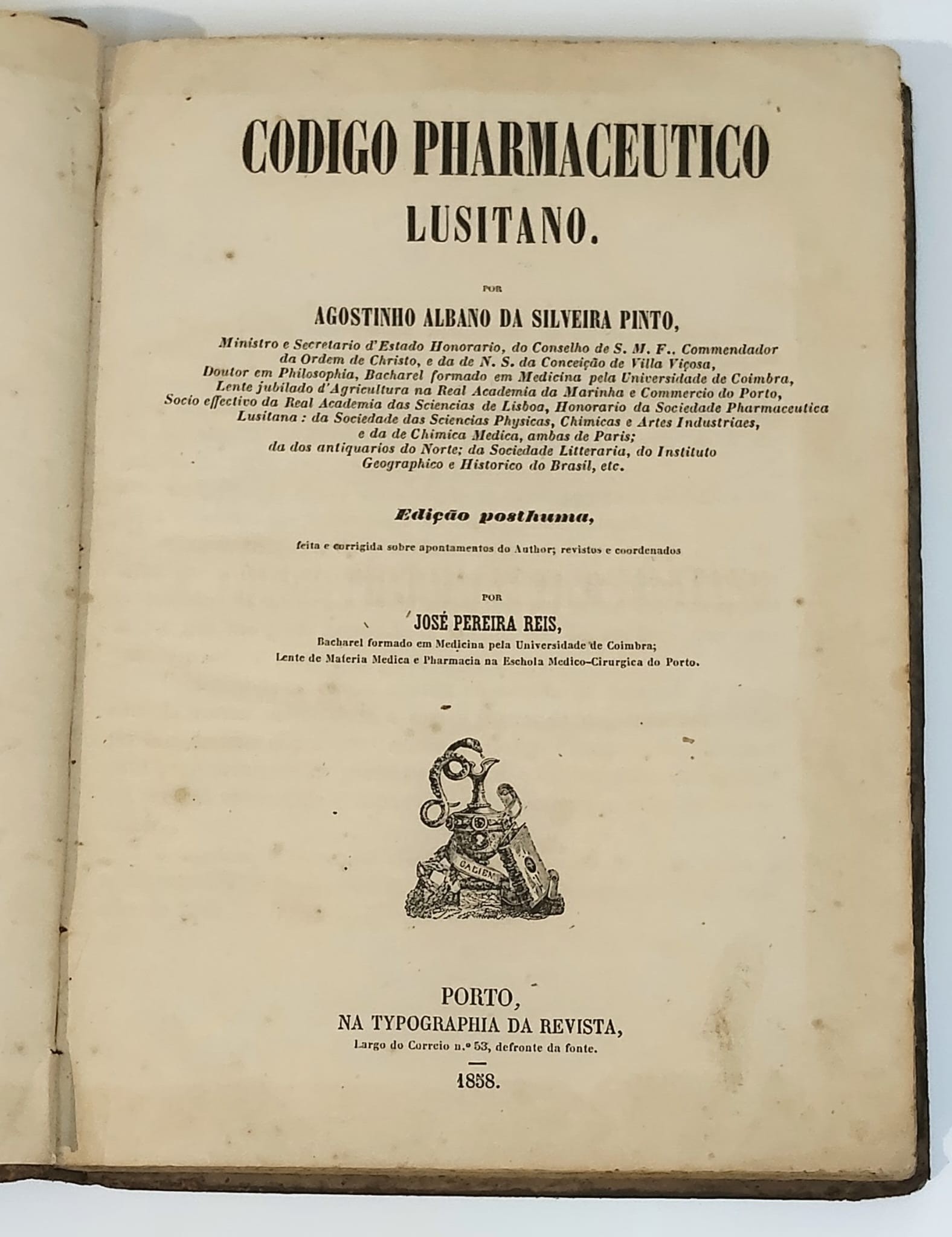 Código Pharmaceutico Lusitano — Agostinho Silveira Pinto — 1858