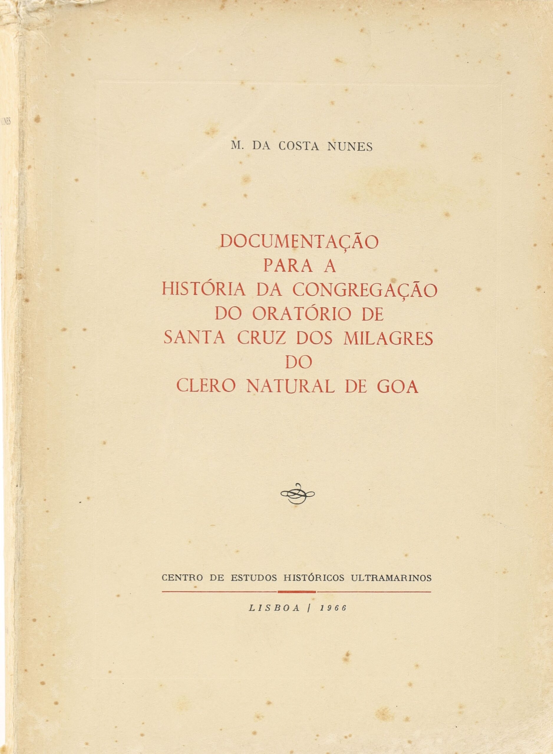 Documentação para a História da Congregação do Oratório de Goa (1966)