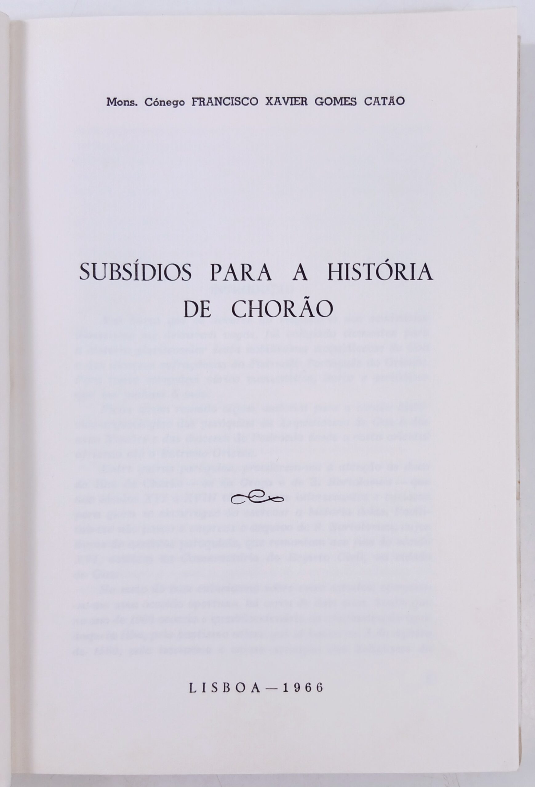 Subsídios para a História de Chorão – Francisco Xavier Gomes Catão (1966) - Image 2